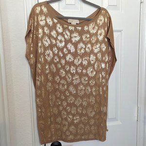 Michael Kors Camel Sequin Leopard Tunic - size 1X